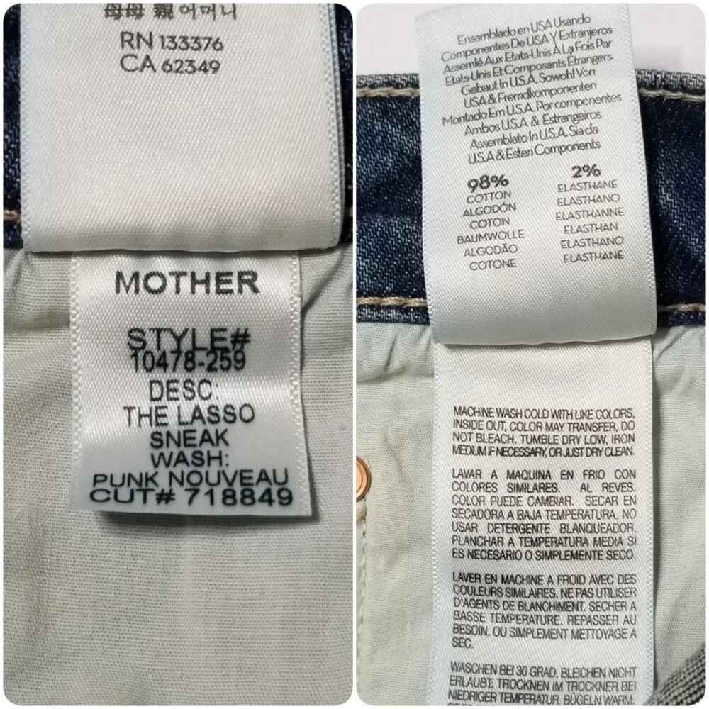 NWT Mother The Lasso Sneak High Rise Wide Leg Jeans, Punk Nouveau Size 30 $278 - Picture 16 of 16